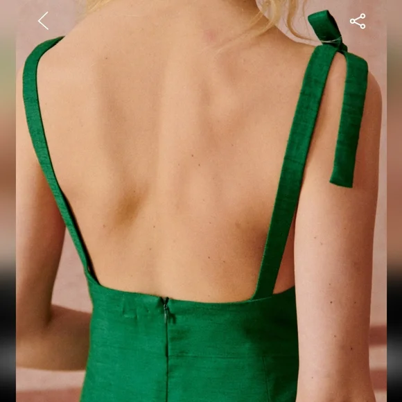 Sezane Gabrielle Green Mini Dress